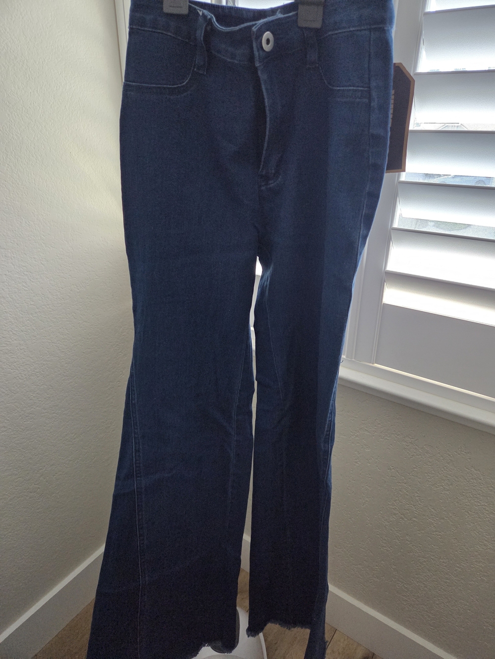 High-Rise Dark Blue Flare Jeans - Women's Wide Leg